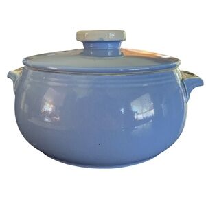 VTG Hall's Superior Quality Kitchenware Blue Rose Parade Covered Casserole 10"